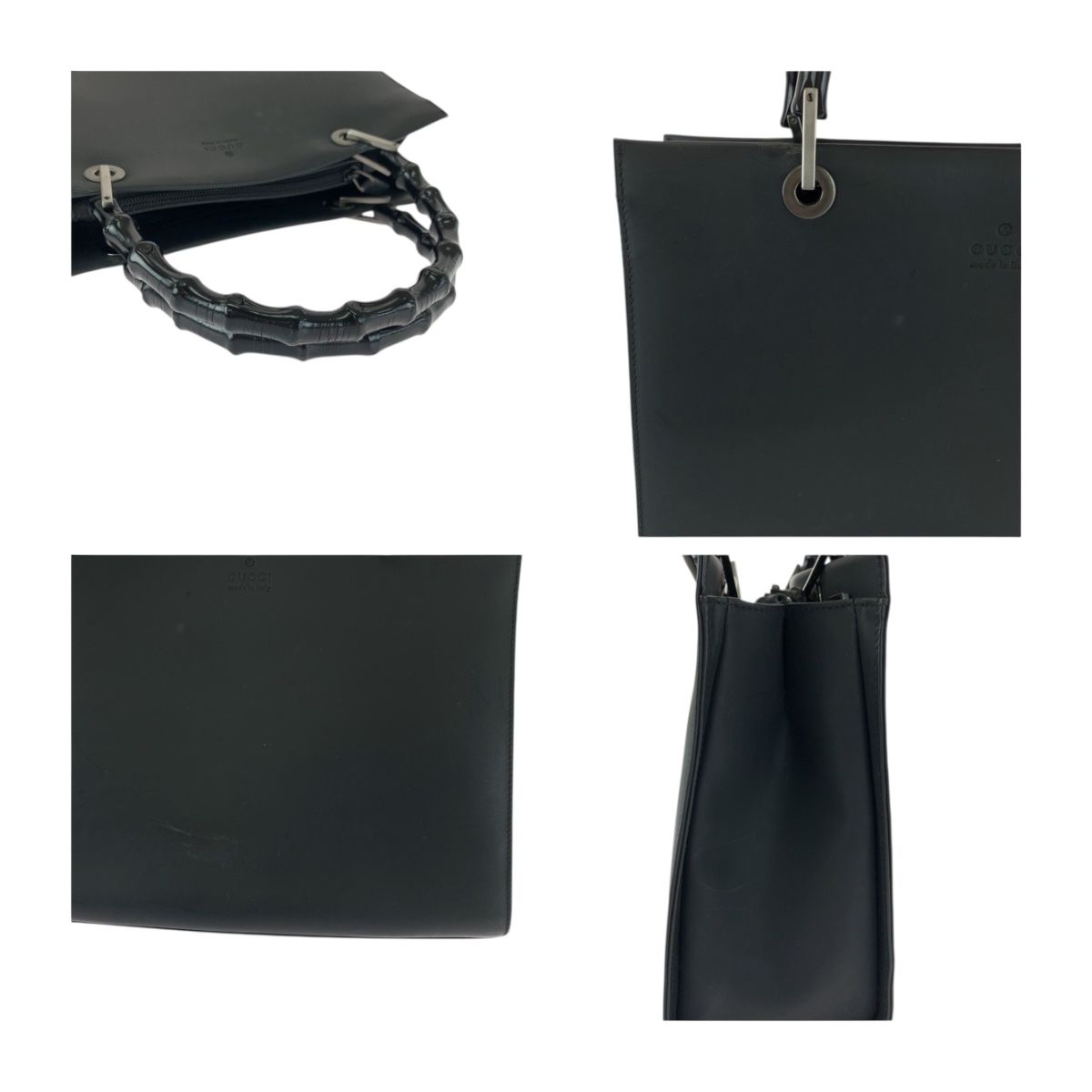 美品 GUCCI グッチ バンブー ブラック 黒 シルバー金具 レザー 002
