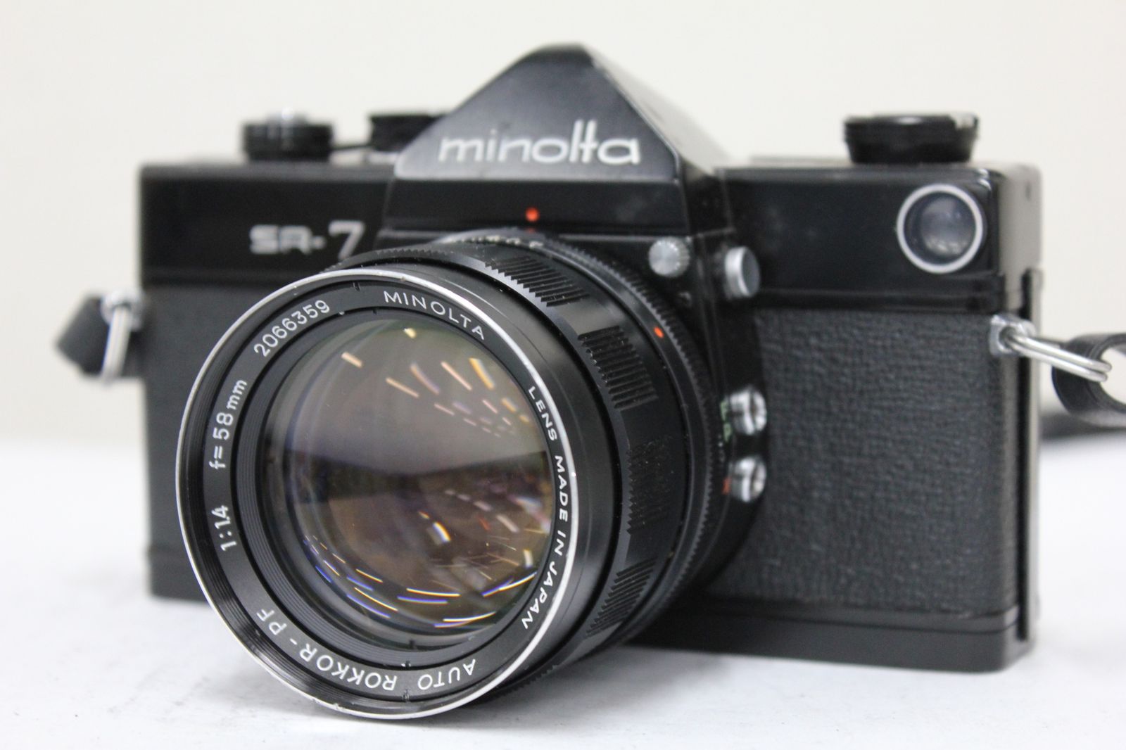 ミノルタ SR-7 w/ Rokkor-PF 58mm f1.4 #2424 返品保証】 ミノルタ Minolta SR-7 ブラック AUTO ROKKOR-PF 58mm F1.4
