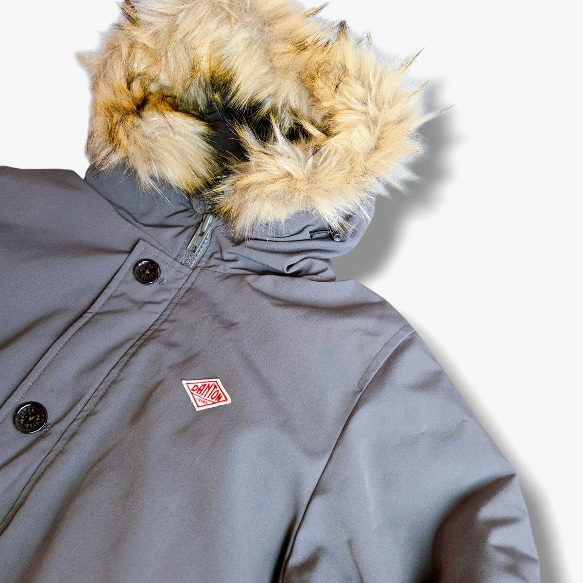 【美品】ダントン タッサー ダウンコート ロング丈　38 L相当 グレージュ 美品 DANTON ダントン ダウンジャケット グレー 肉厚 ダウンコート