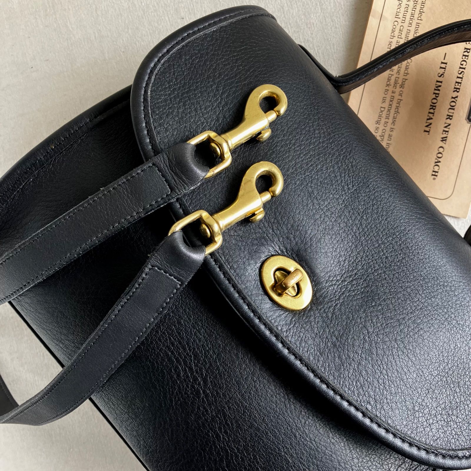 Vintage Coach Manor Bag Black Leather Shoulder Bag USA - メルカリ