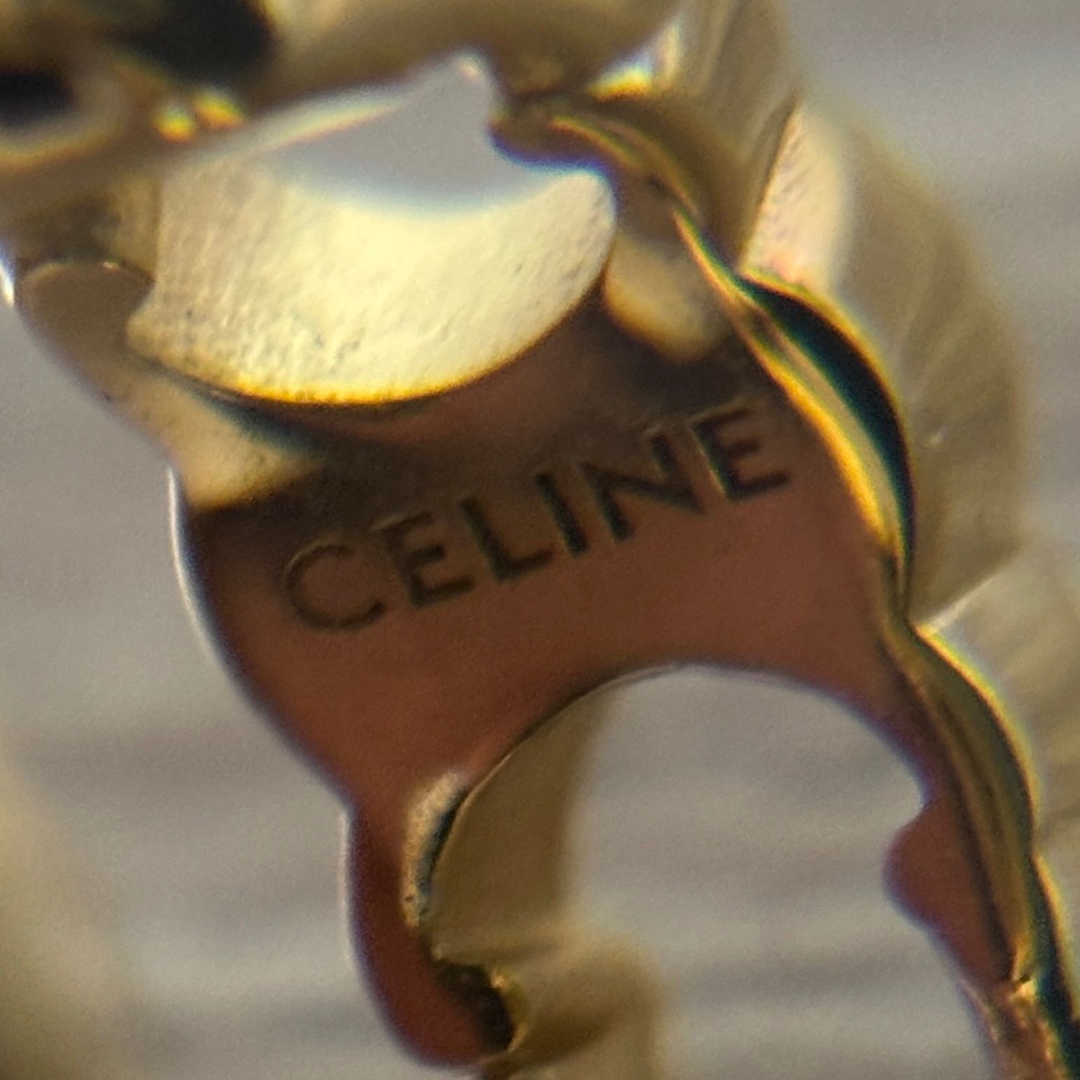CELINE セリーヌ ピアス トリオンフ ゴールド チェーン デザイン ロゴ