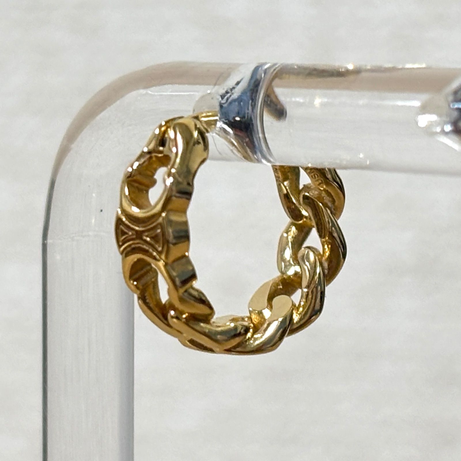 CELINE セリーヌ ピアス トリオンフ ゴールド チェーン デザイン ロゴ