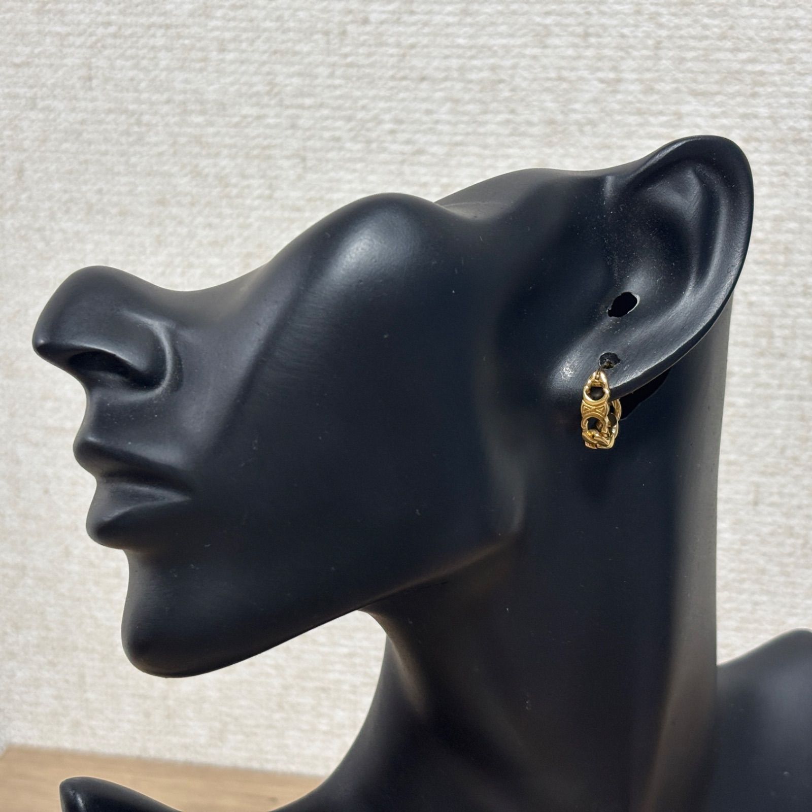 CELINE セリーヌ ピアス トリオンフ ゴールド チェーン デザイン ロゴ