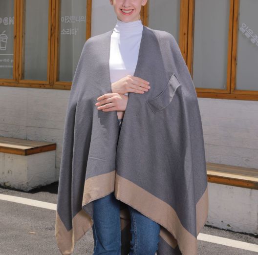 カーキオレンジ】ポンチョ 大判 羽織 ショール レディース ケープ