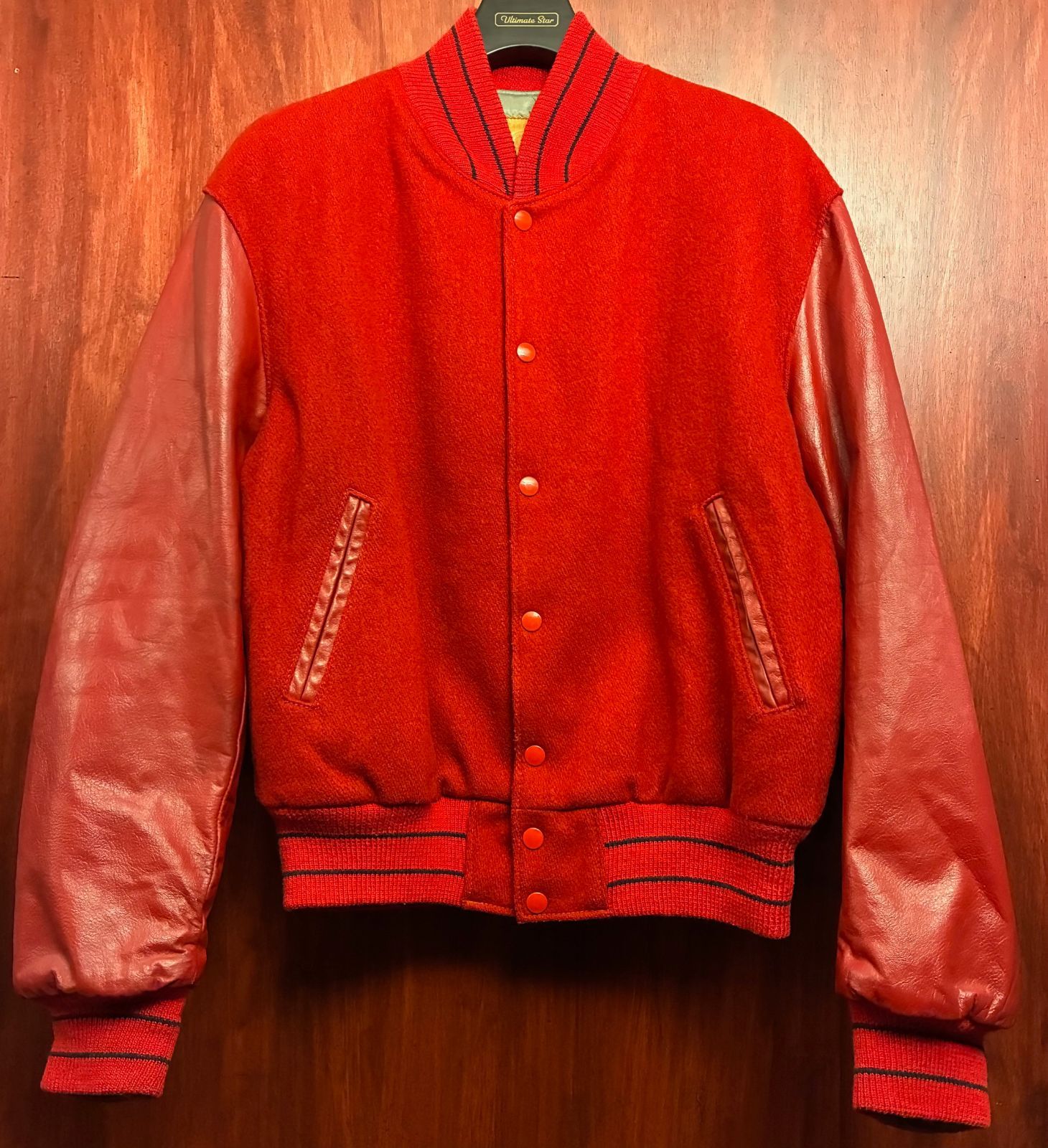 MADE IN USA製 80s～90s Golden Bear 革タグ 袖レザー スタジアム