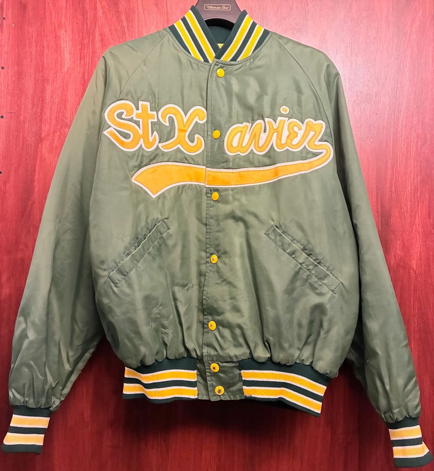MADE IN USA製 80s BUTWIN ナイロンスタジアムジャケット グリーン L 