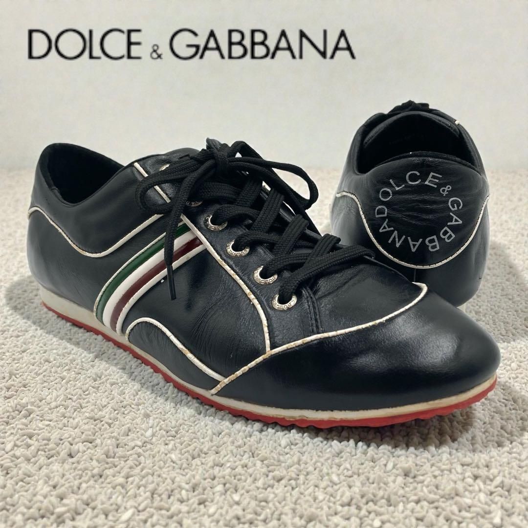 D&G ドルチェ＆ガッバーナ スニーカー 41 ブラック 革靴 シューズ