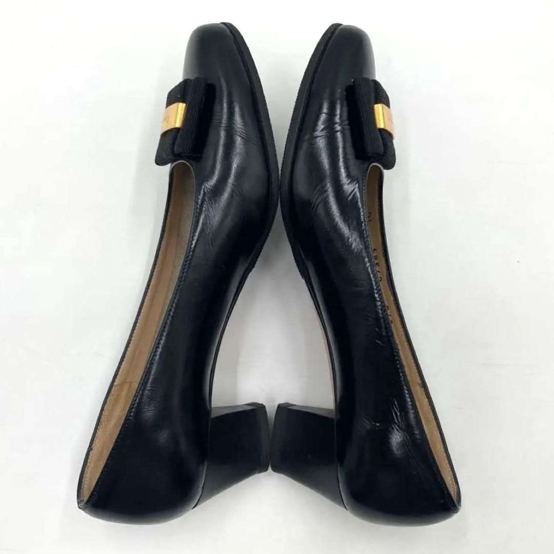 サルヴァトーレフェラガモ パンプス 23.5cm ブラック ゴールドロゴ