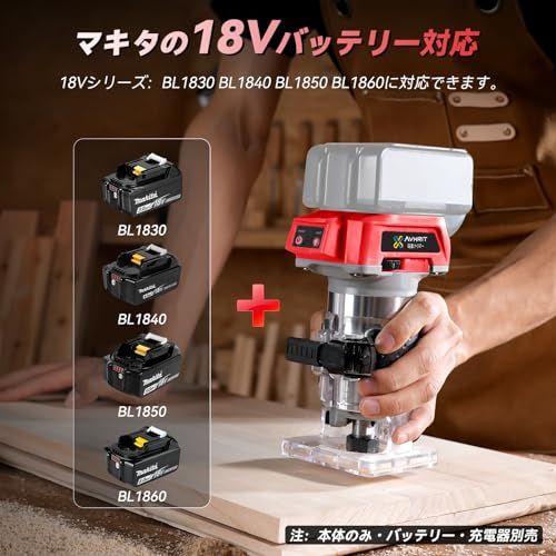 電動トリマー 木工用 ブラシレスモーター搭載 高出力 6mmビット対応