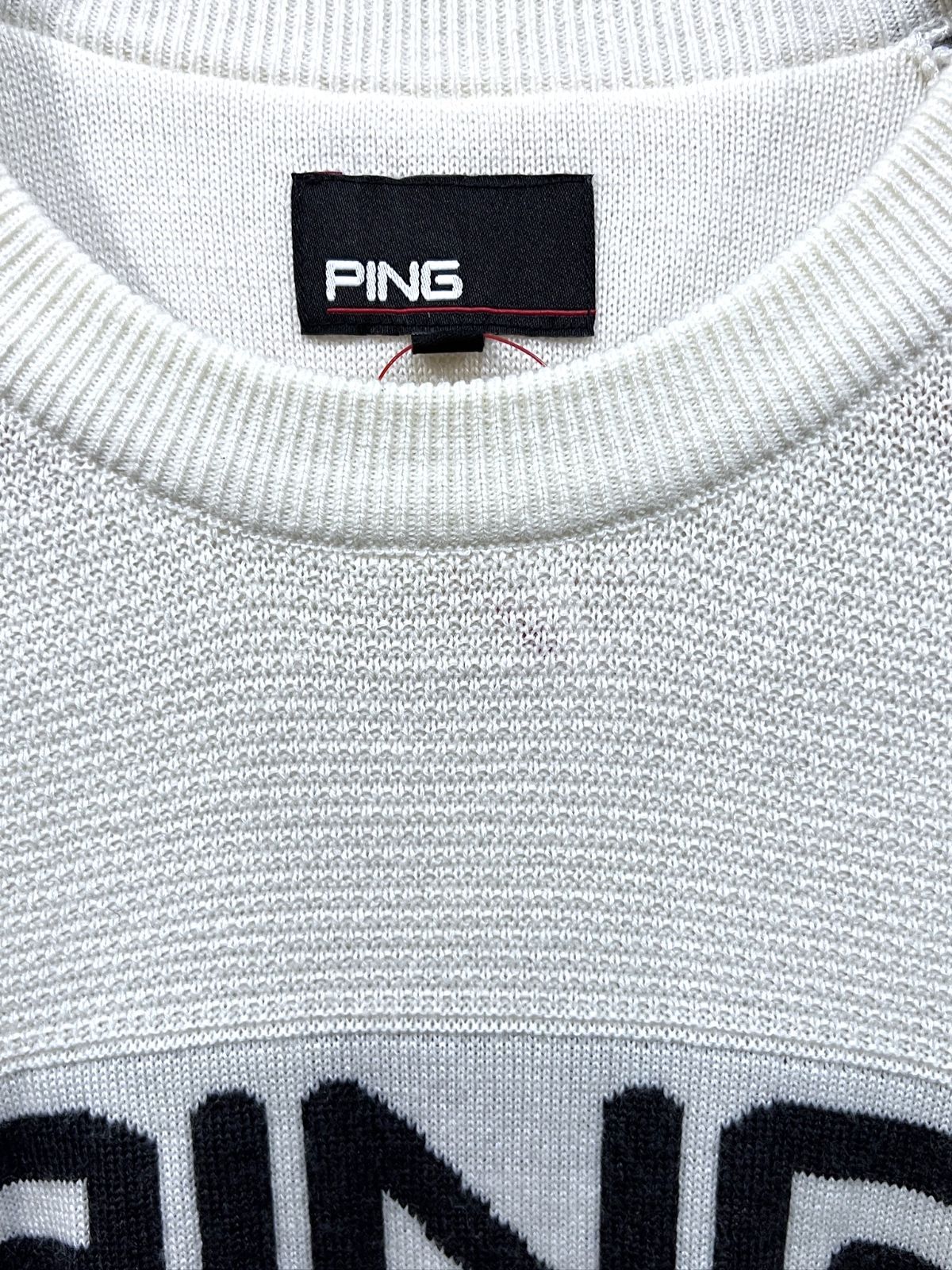 美品 PING ビッグ ロゴ クルーネック ニット プルオーバー L ピン