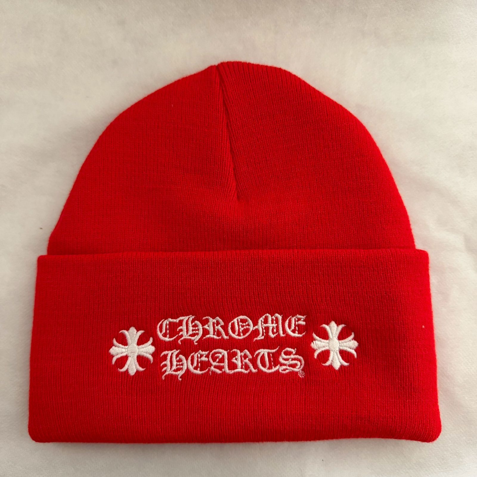CHROME HEARTS Beanie クロムハーツ ビーニー ニット帽 赤 レッド 文字