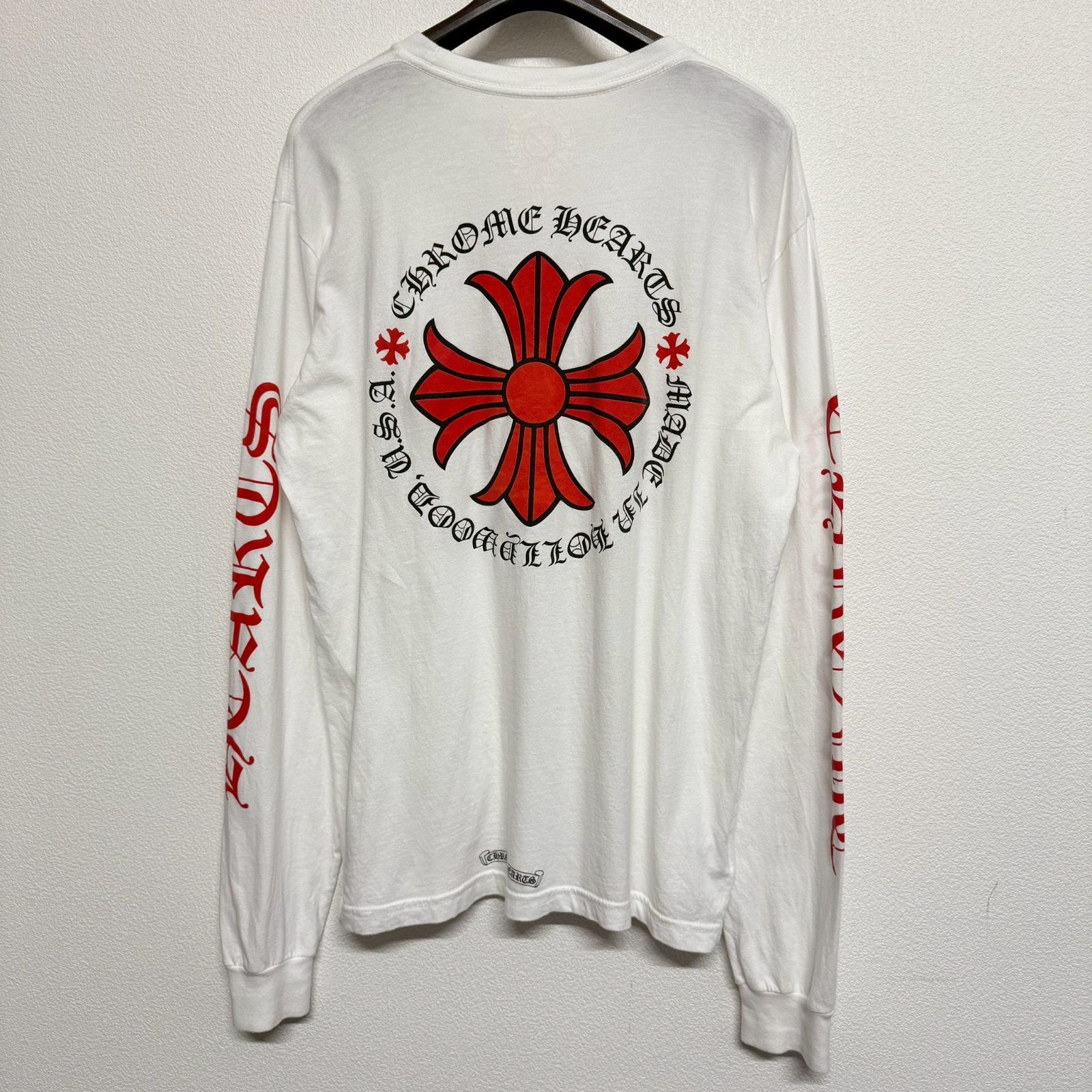 CHROME HEARTS made in Hollywood CH Plus クロムハーツ メイドインハリウッド CHプラス 白 ホワイト 赤 レッド 長袖 Tシャツ ロンT トップス カットソー メンズ レディース Lサイズ