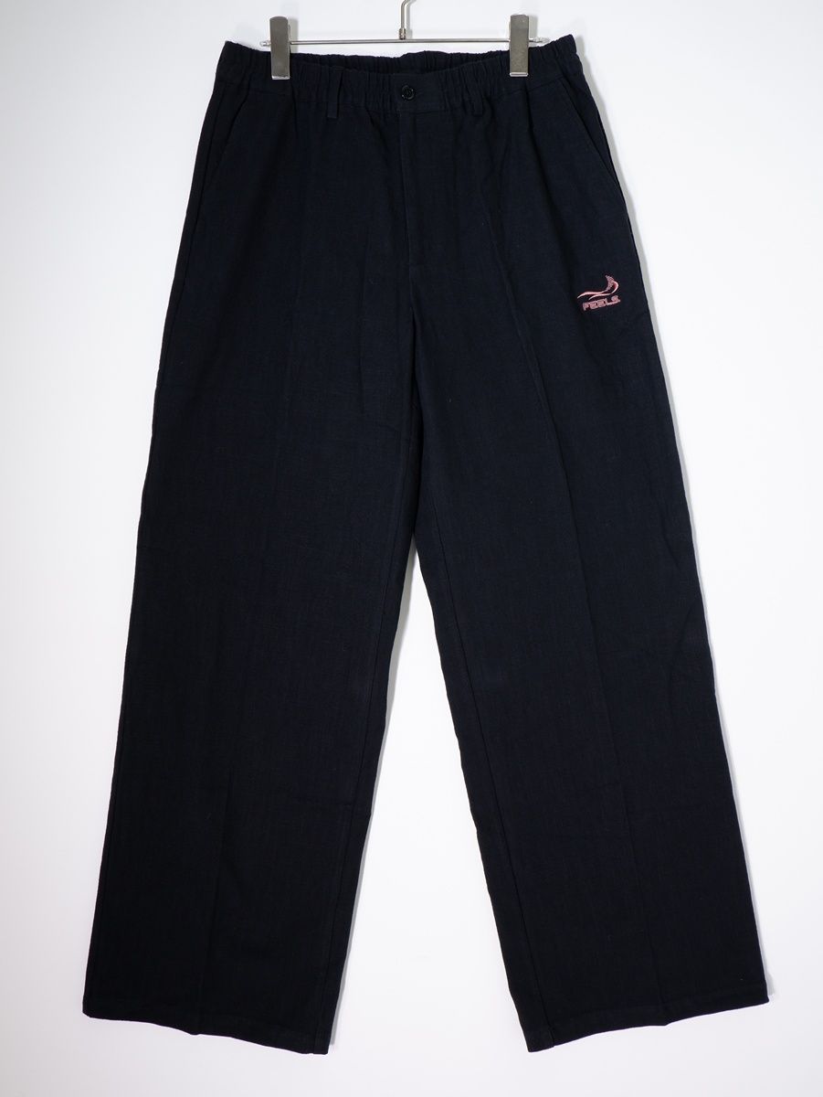 feels リネンスラックス 黒　上杉柊平 上杉柊平着用】FEELS. LINEN SLACKS BLACK スラックス 上杉柊平着用