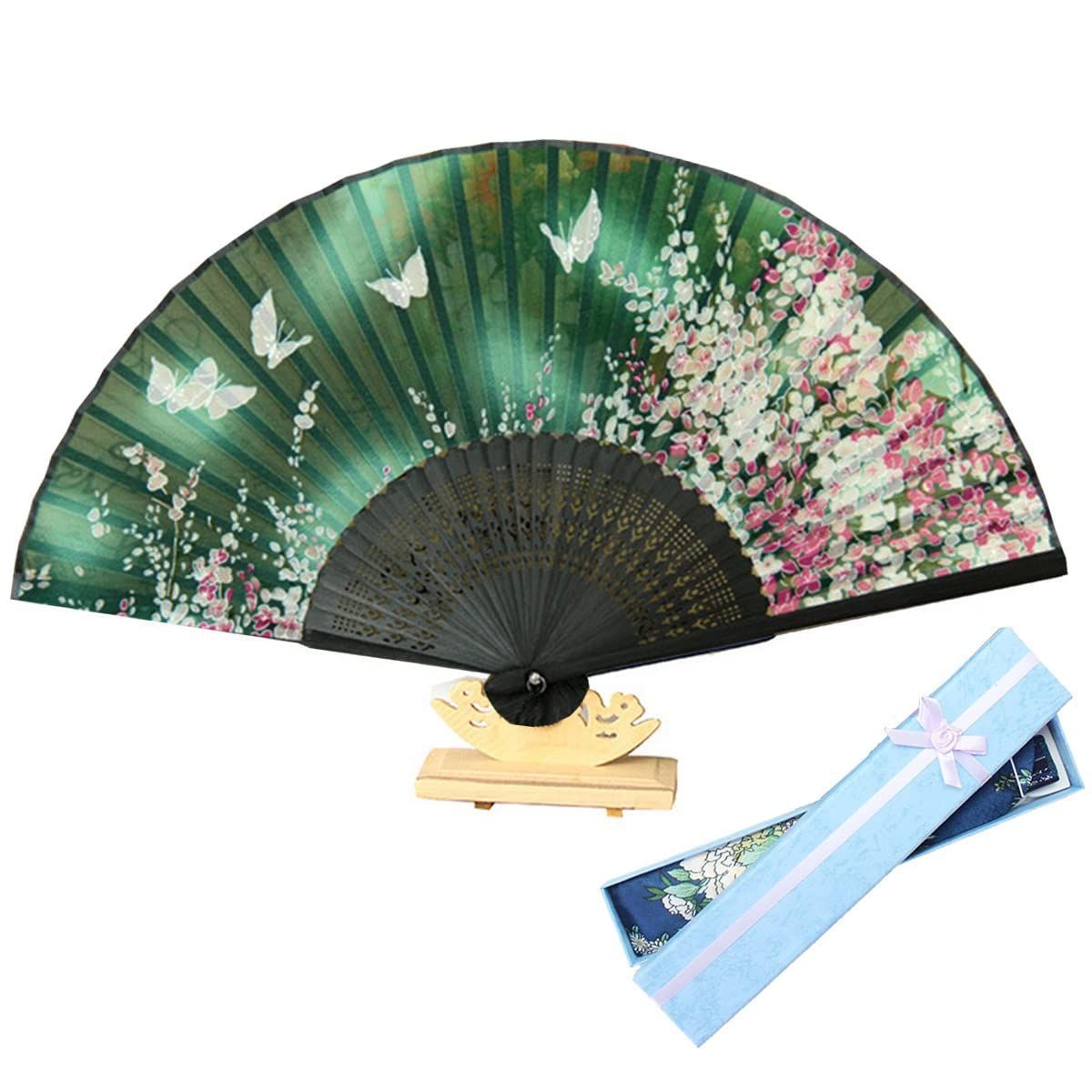 数量限定】扇子袋＆ギフト箱付き 和風 シルク扇子 和柄 桜 花