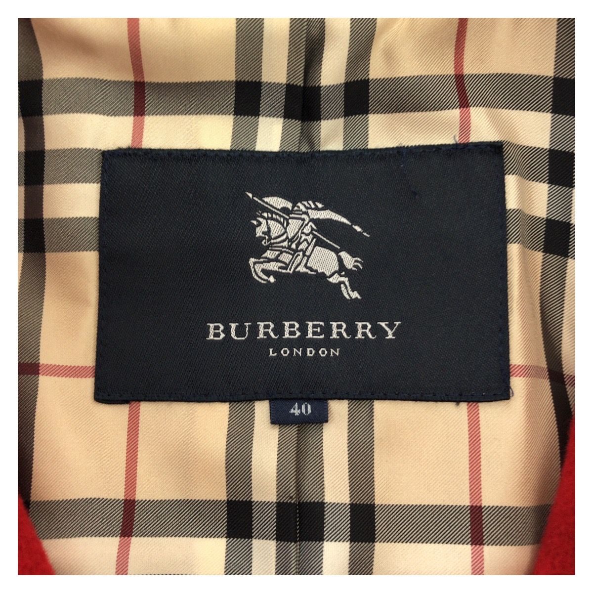 美品 BURBERRY バーバリー ロンドン ノバチェック サイズ40 レッド