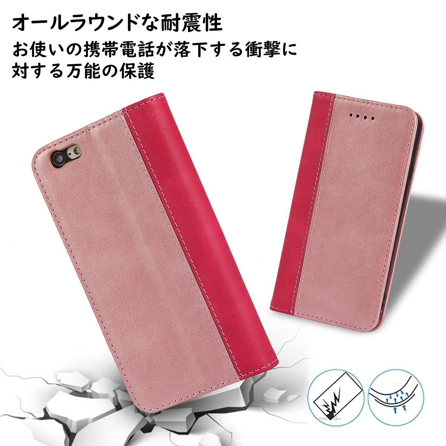 4.7インチ対応）-ブルー＋イエロー カード収納（アイフォン6s/あいふぉ