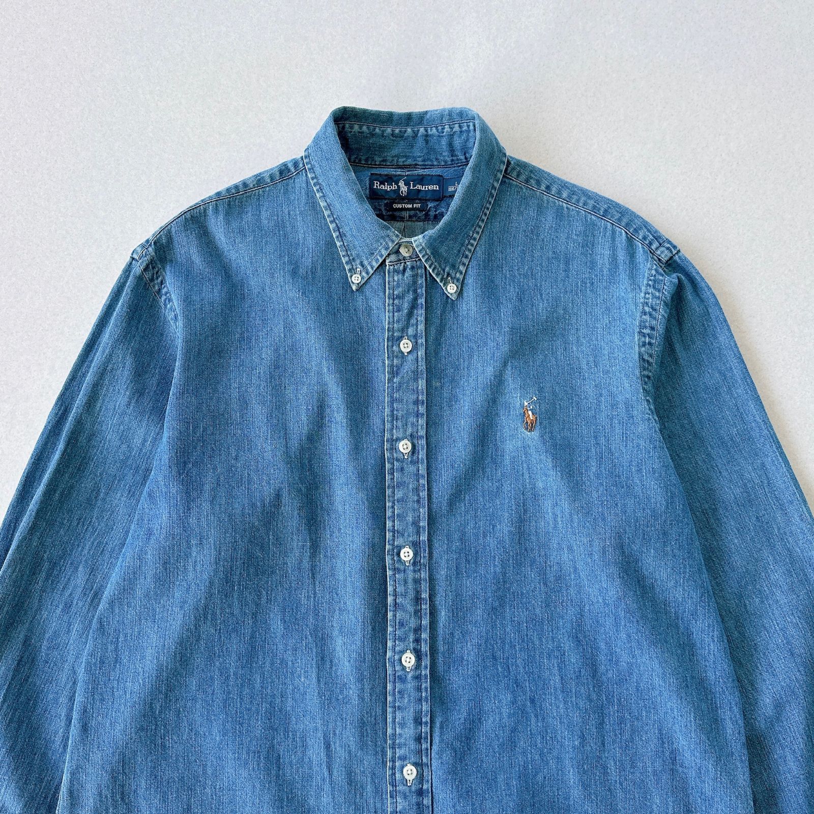 極美品】ラルフローレン デニムシャツ カスタムフィット ブルー L