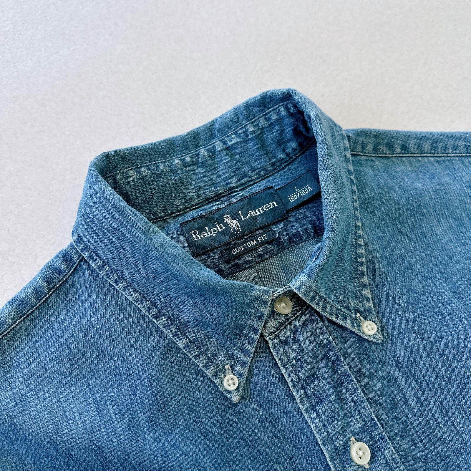 極美品】ラルフローレン デニムシャツ カスタムフィット ブルー L