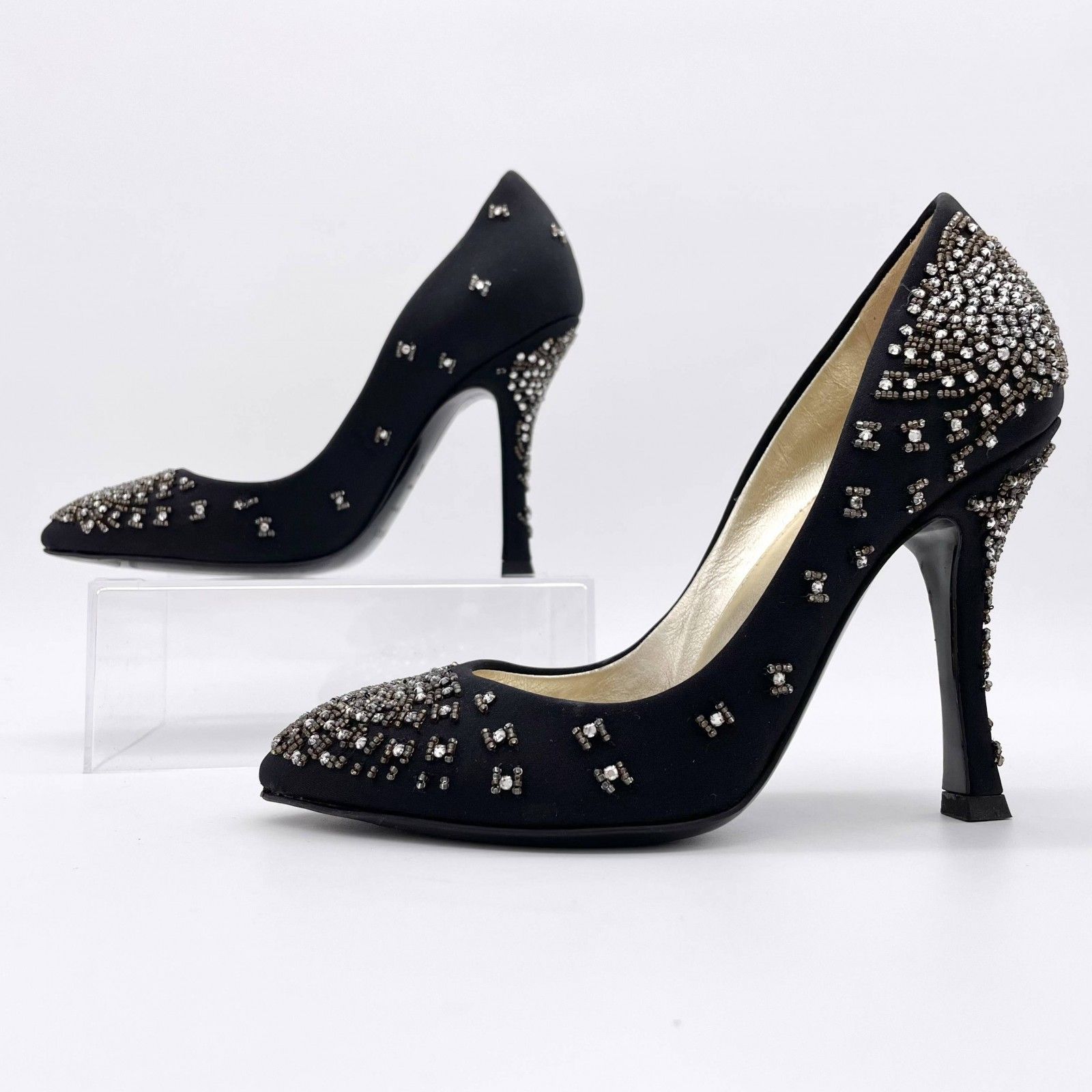 Sergio Rossi ハイヒール ビジュー ビーズ ブラック 1176A - メルカリ
