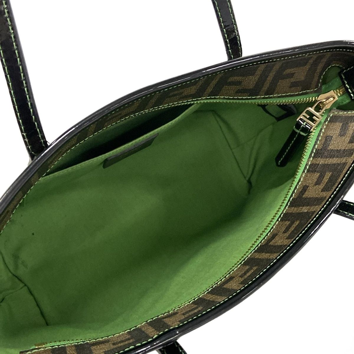 FENDI(フェンディ) ハンドバッグ ズッカ柄 8BH223 黒×ダークブラウン