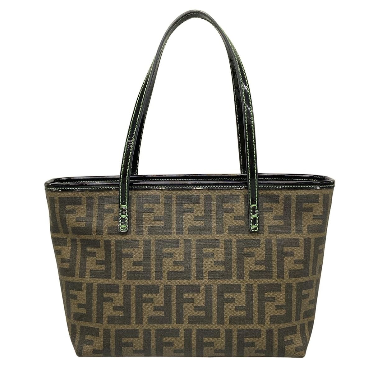 FENDI(フェンディ) ハンドバッグ ズッカ柄 8BH223 黒×ダークブラウン