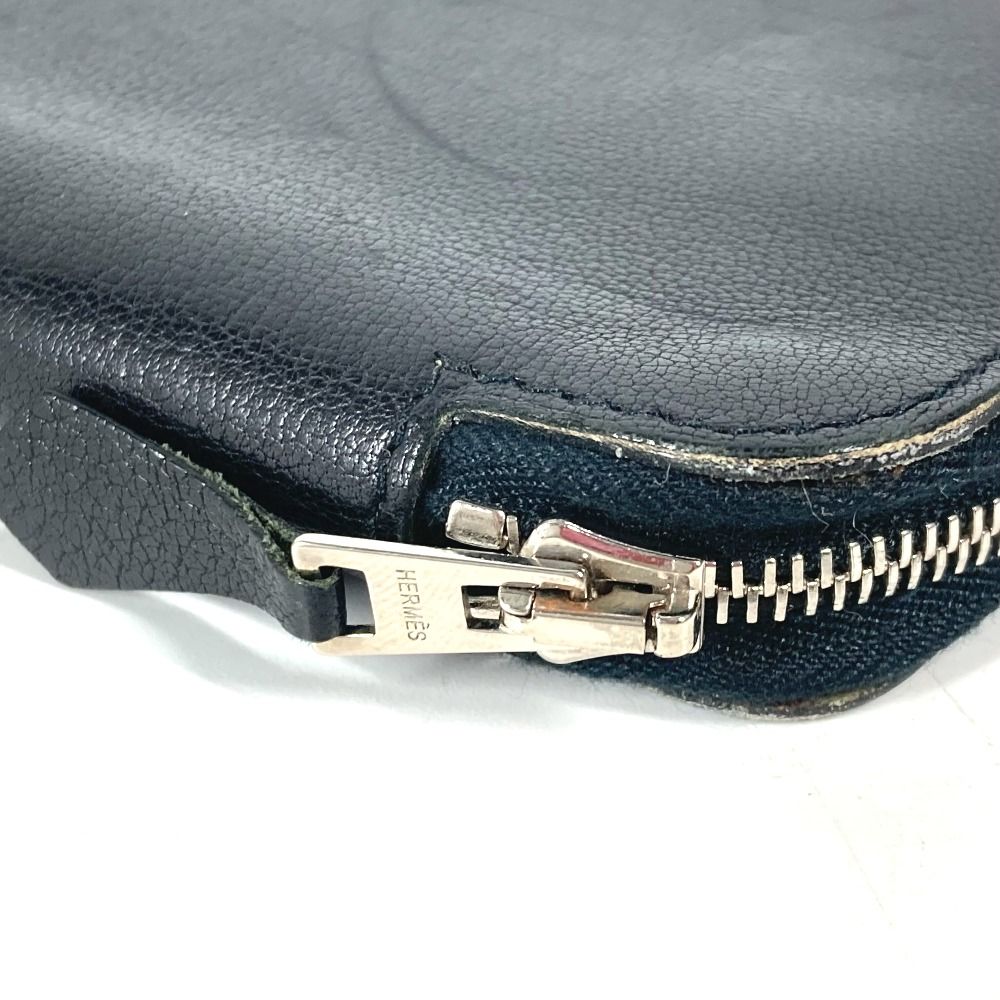 HERMES エルメス 手帳カバー ラウンドファスナー レザー ブラック