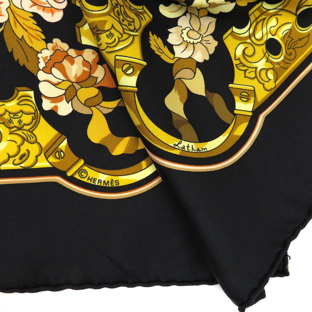 エルメス カレ 90 Copeaux おがくず ユニセックス ブラック HERMES