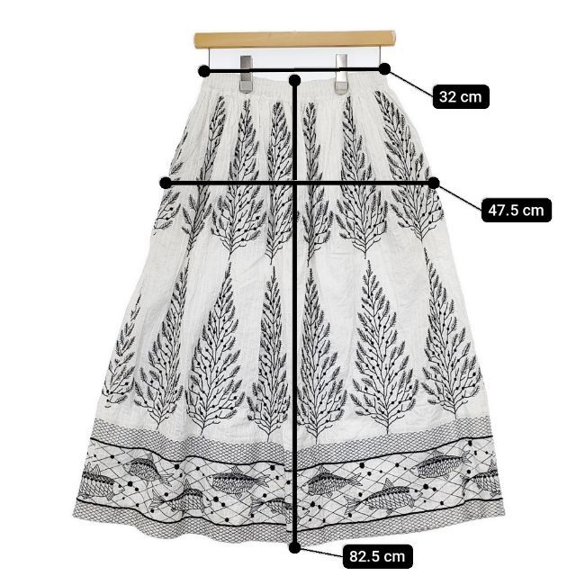 marble sud 大漁 刺繍 スカート 金子みすゞ ロングスカート ホワイト  