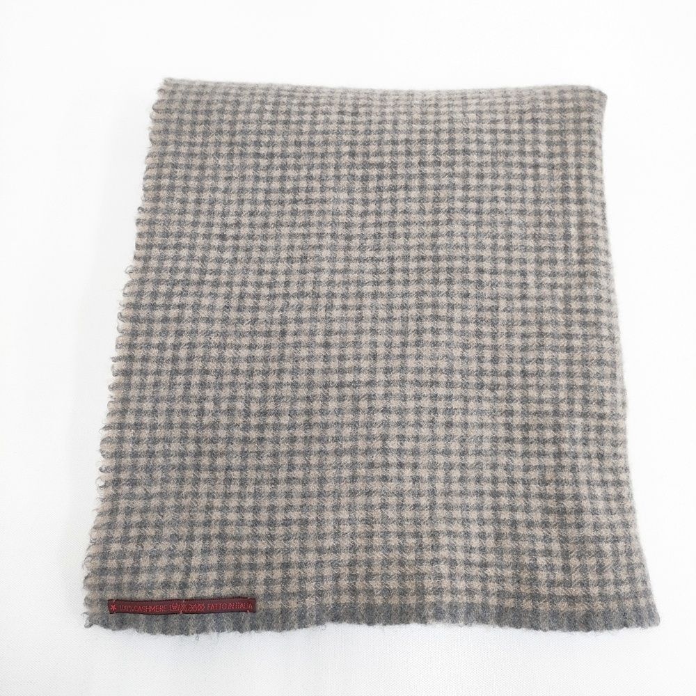 DANIELA GREGIS カシミヤ チェック 大判 ストール ベージュ グレージュ