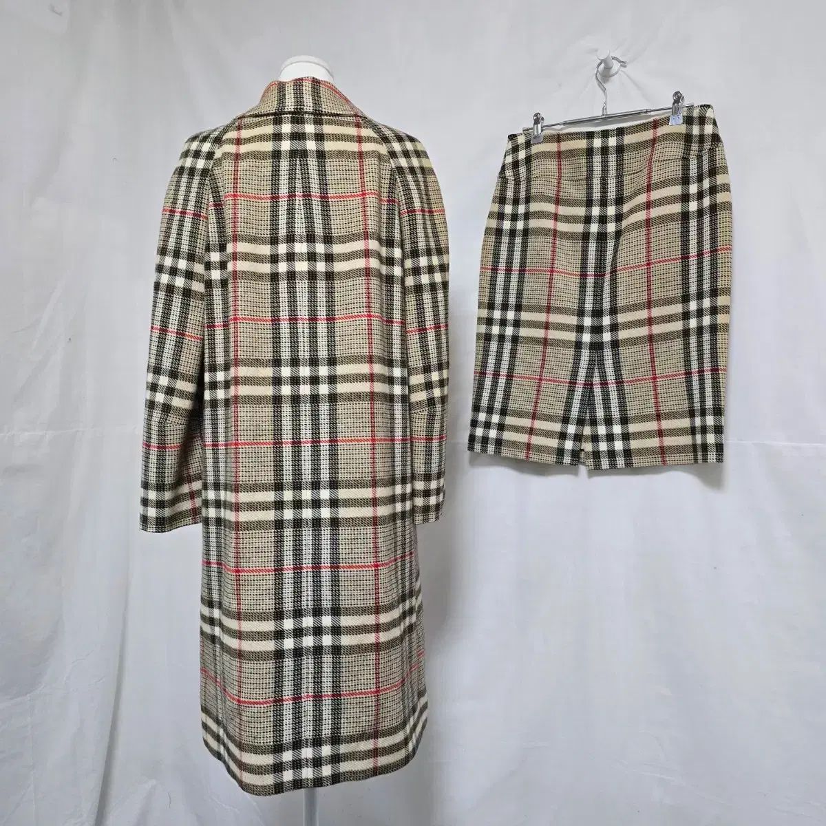 バーバリー ロング チェック コート スカート セットアップ ウール 48