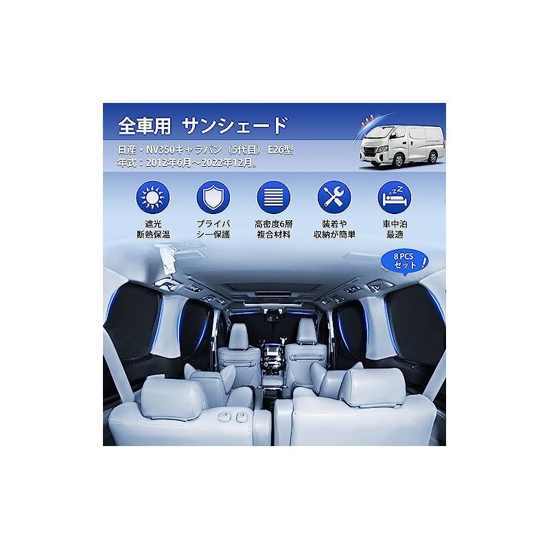 CARVANTA NV350キャラバン E26 サンシェード 8枚組 - メルカリ