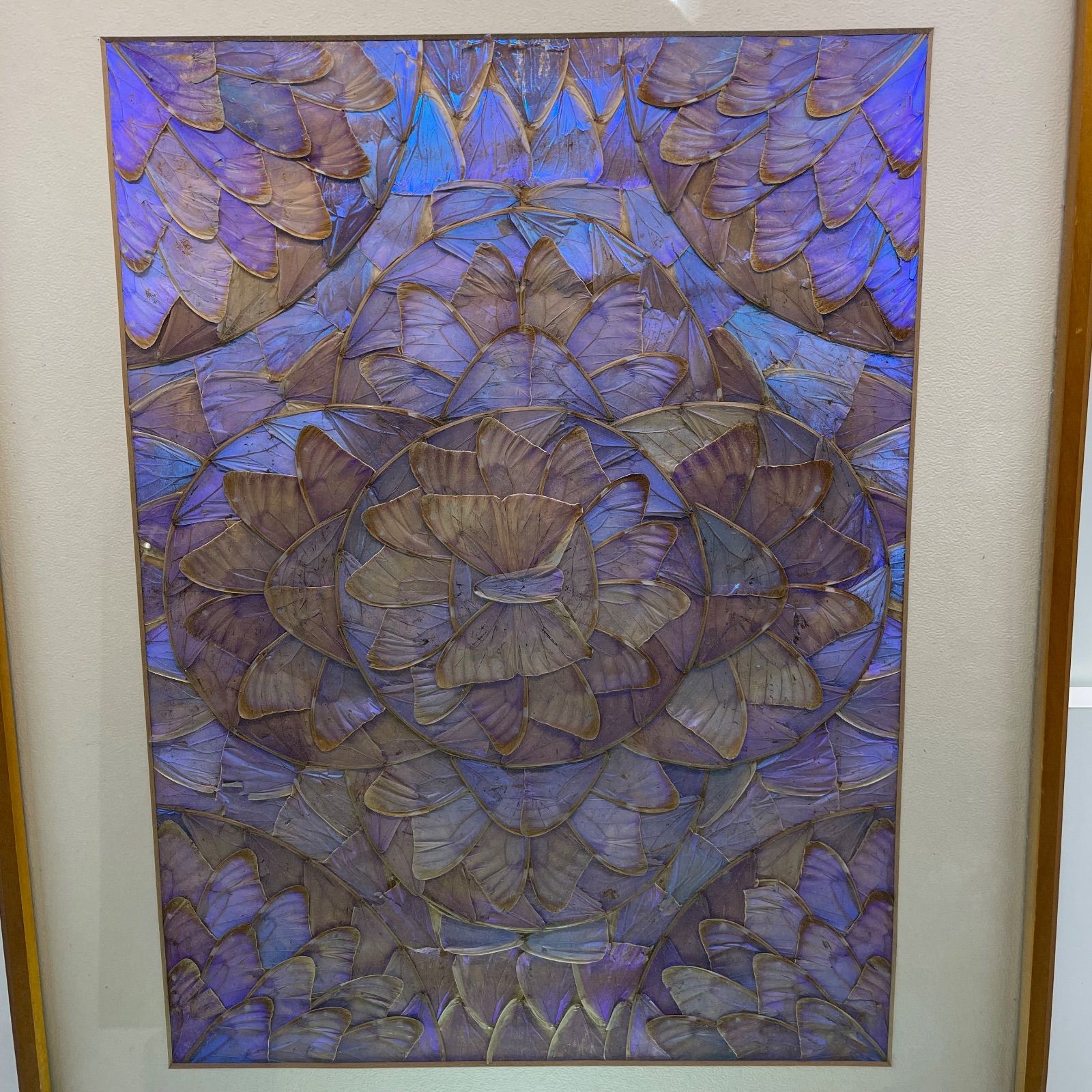 蝶の羽 モザイクアート 額装 紫×青 幻想的アート作品 インテリア