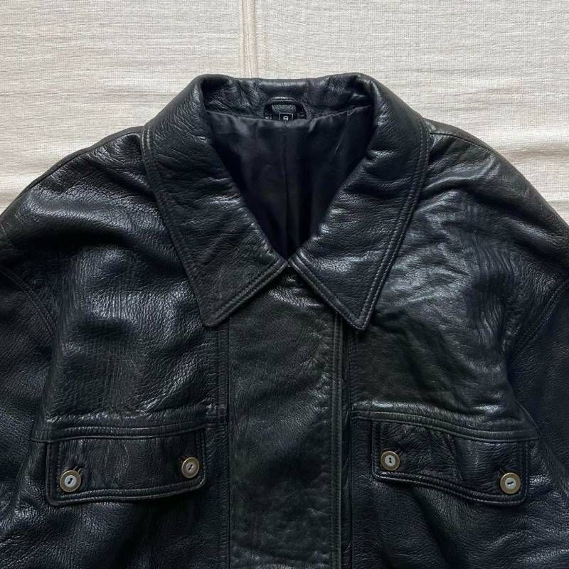 希少 90s vintage ヴィンテージ古着 羊本革 ブラック 黒 リアルレザー