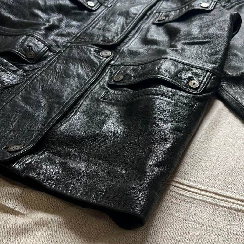 希少 90s vintage ヴィンテージ古着 羊本革 ブラック 黒 リアルレザー