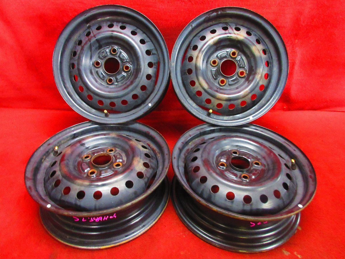 スチール ホイール 4本 トヨタ 14 5 J 4穴100 45 ハブ径54 ヤリス アクア ヴィッツ カローラ bB クー デックス スパシオ 52389 H