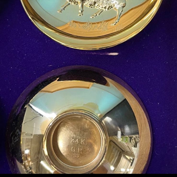 十二支金盃セット 12客 24KGP 純金仕上げ 木箱入り 干支 金杯 祝い事