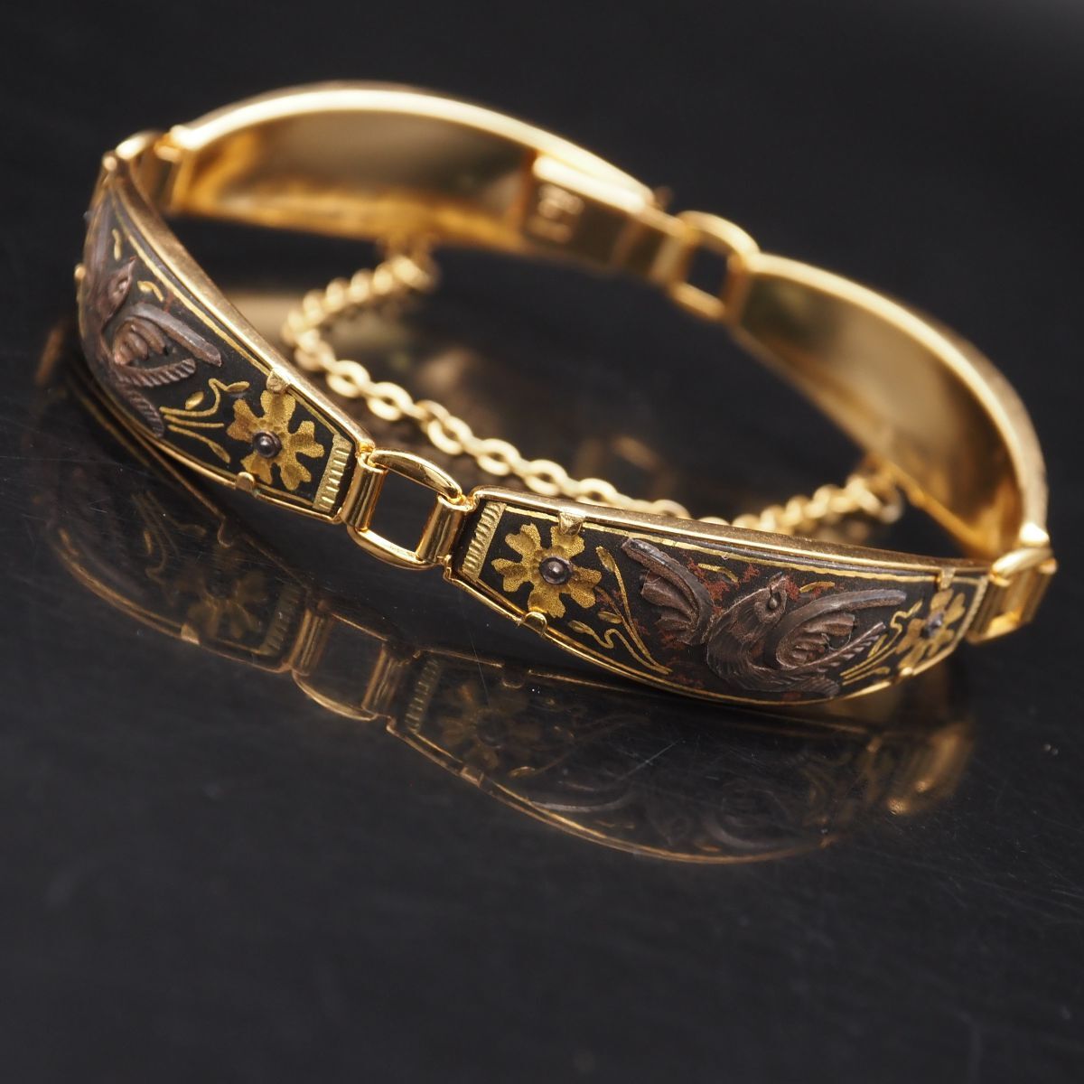 710 金工 象嵌 ブレスレット ヴィンテージ アクセサリー ゴールド 
