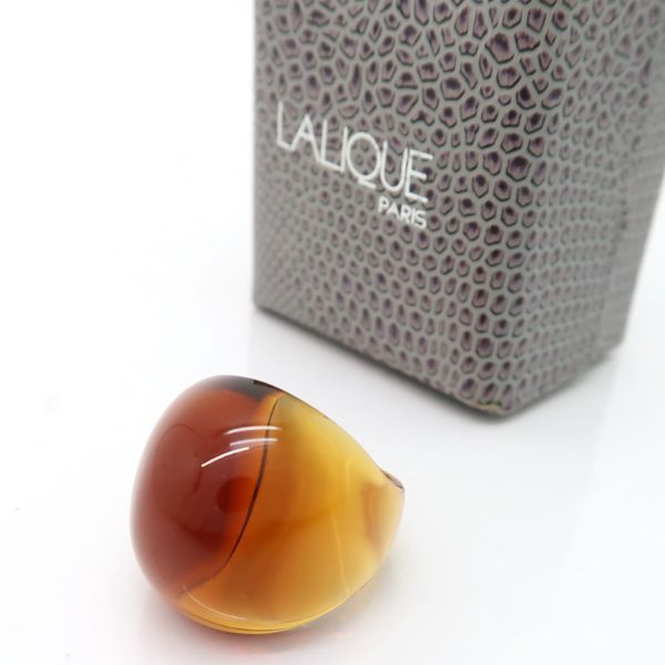 LALIQUE カボションリング アンバーカラー 指輪 クリスタル 約11号 箱