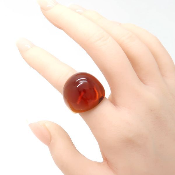 LALIQUE カボションリング アンバーカラー 指輪 クリスタル 約11号 箱