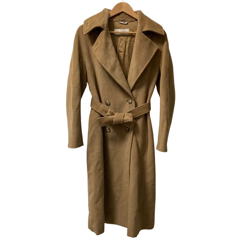 マックスマーラ カシミヤ混 ロングコート ダブルベルテッドコート キャメル 40 マックスマーラ カシミヤ混 ロングコート ダブルベルテッドコート