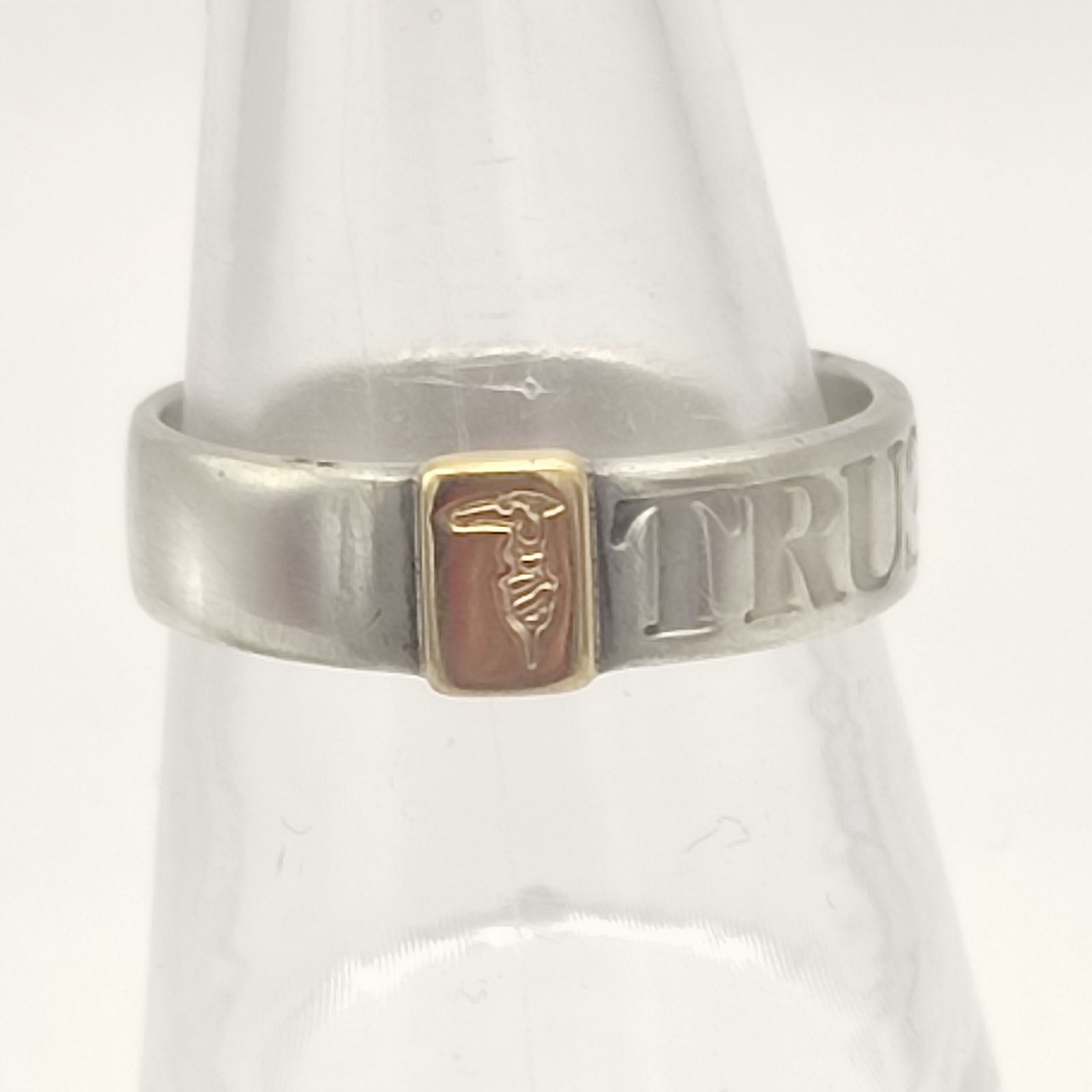 美品】TRUSSARDI トラサルディ ロゴデザインリング K18×シルバー925