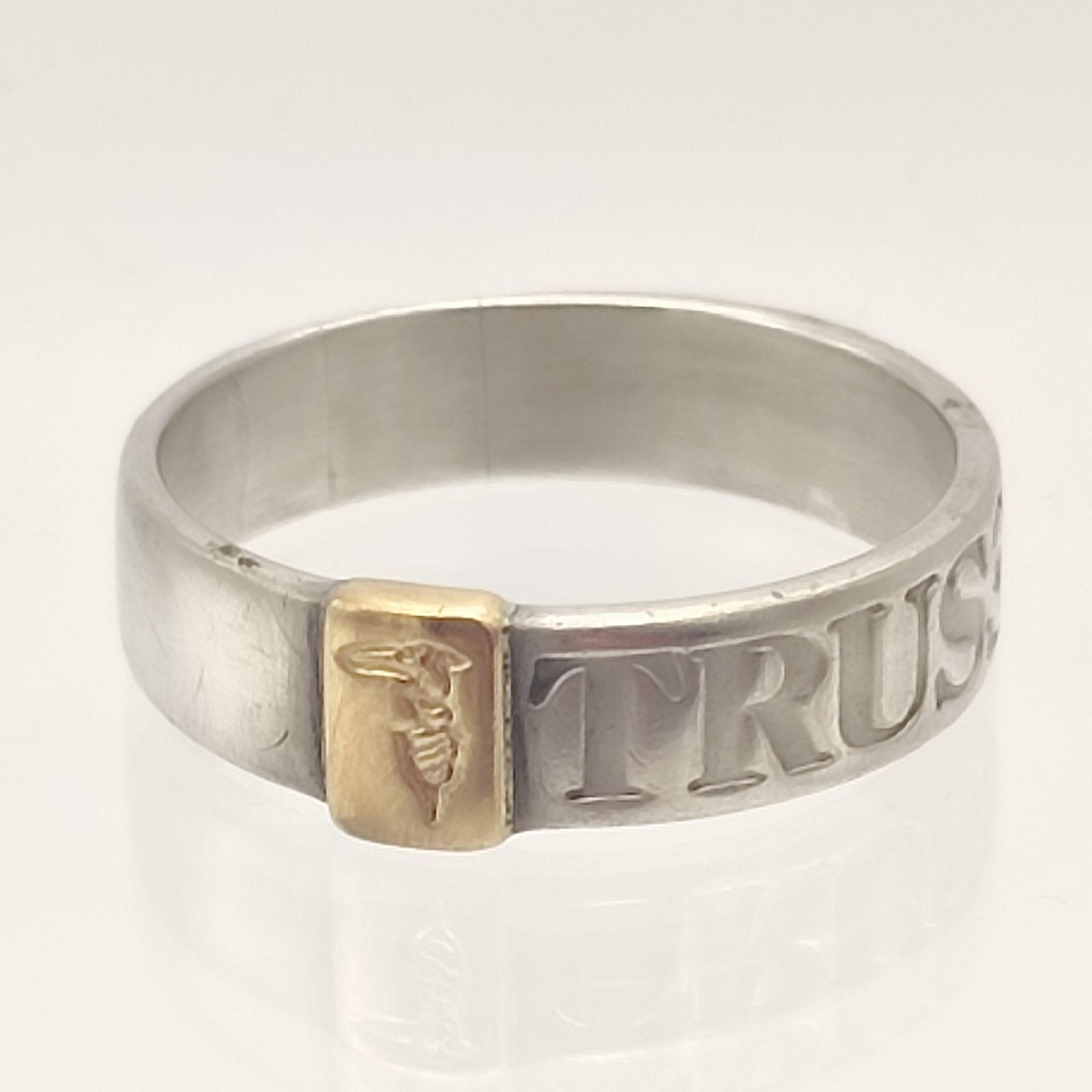 美品】TRUSSARDI トラサルディ ロゴデザインリング K18×シルバー925