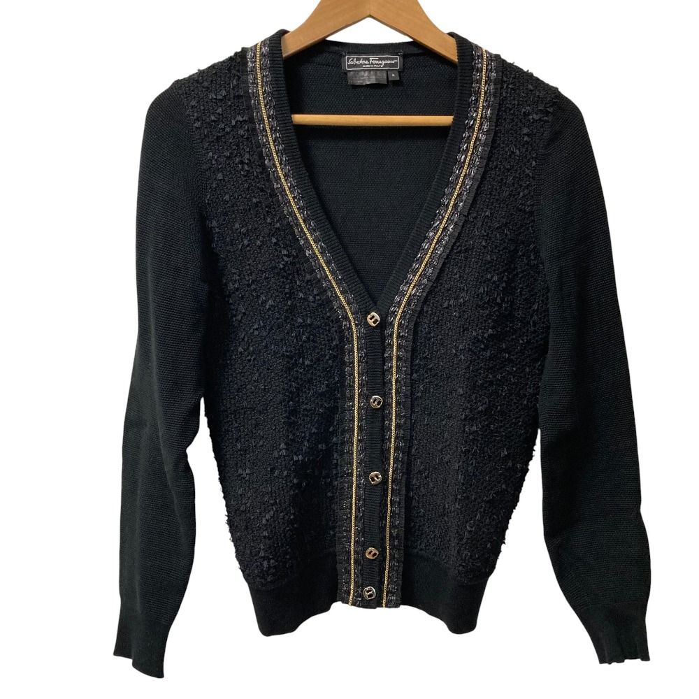 美品 サルヴァトーレフェラガモ 金ボタン ウール ニット カーディガン S 美品 Salvatore Ferragamo サルヴァトーレフェラガモ ニットトップス