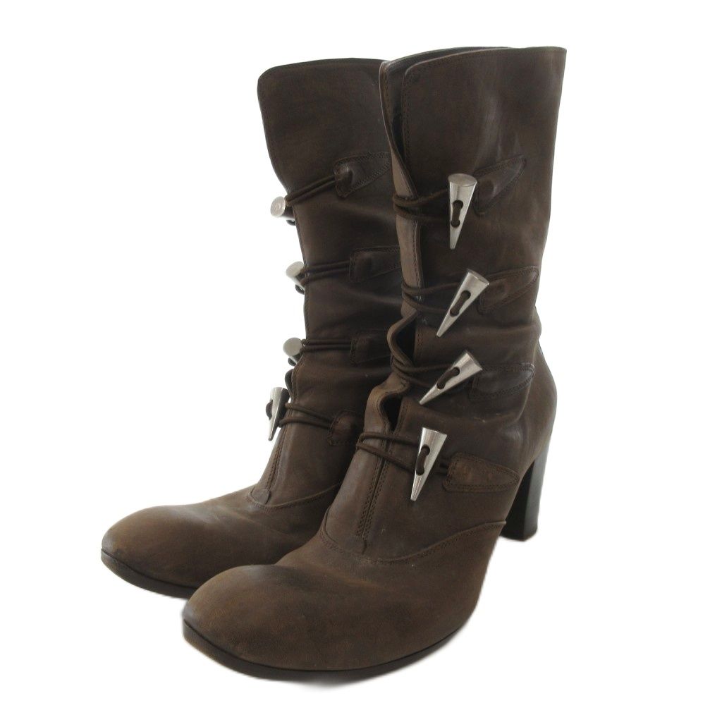 ジャンニバルバート GIANNI BARBATO ショートブーツ レザー 38.5 茶