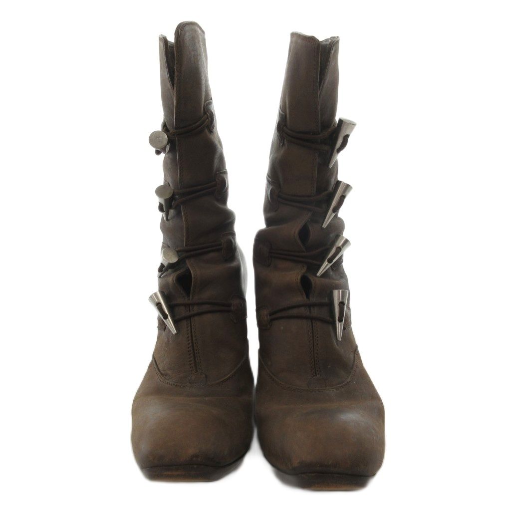 ジャンニバルバート GIANNI BARBATO ショートブーツ レザー 38.5 茶