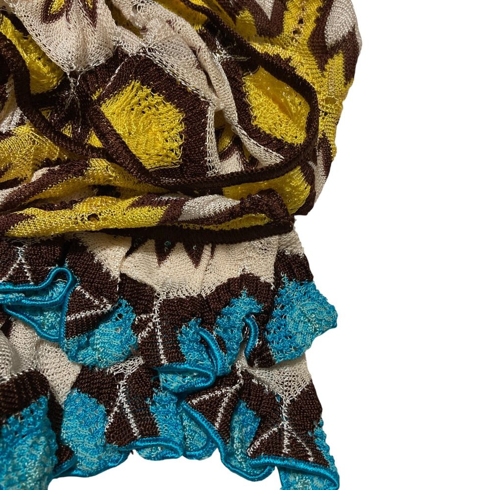 美品 MISSONI ミッソーニ 総柄 マフラー ストール イエロー ブラウン