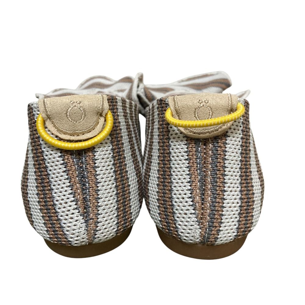 美品 Offen オッフェン pointed-FRIN ストライプ フリル フラット