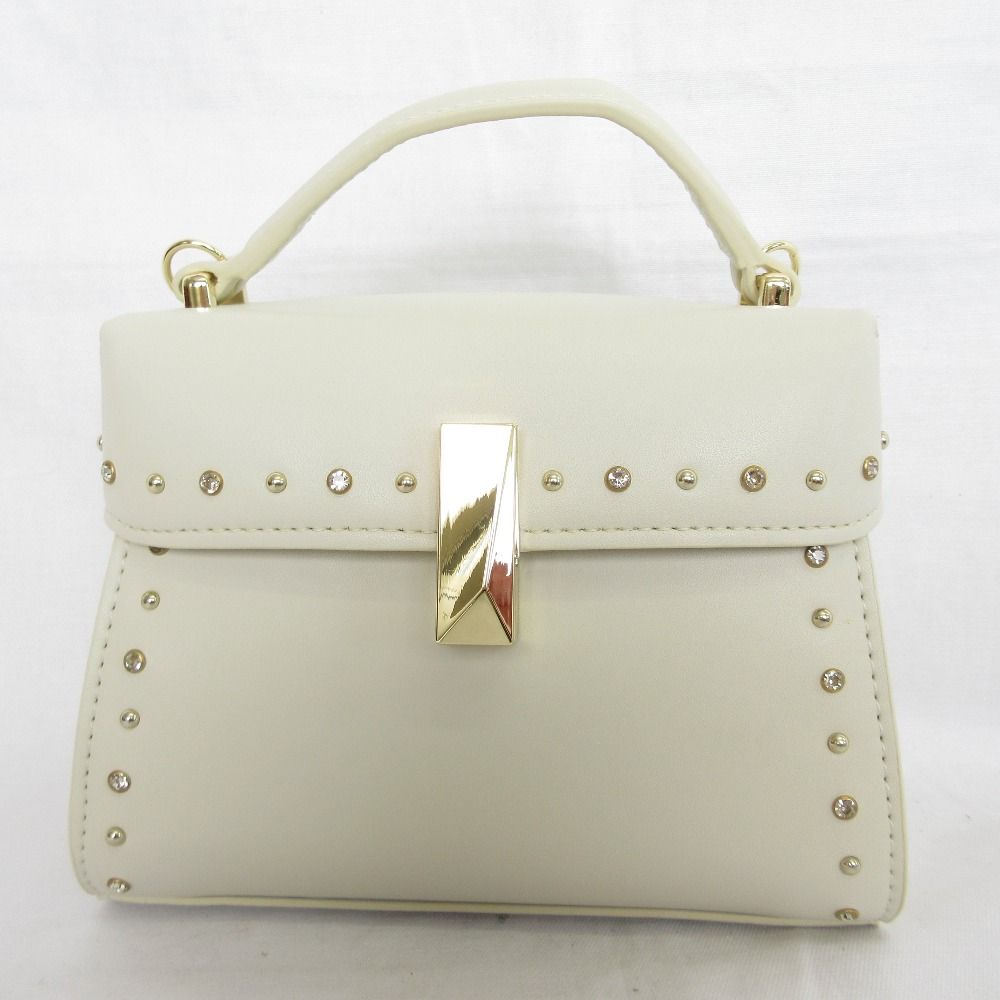 24 SS CELFORD セルフォード EC リュタン ビジュースタッズポシェット ショルダーバッグ Fサイズ アイボリー レディース 古着