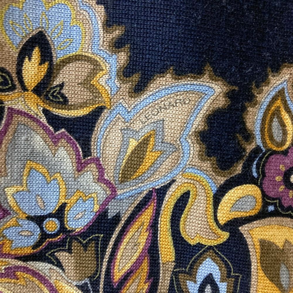 美品 LEONARD レオナール フラワープリント ウール シルク フリンジ