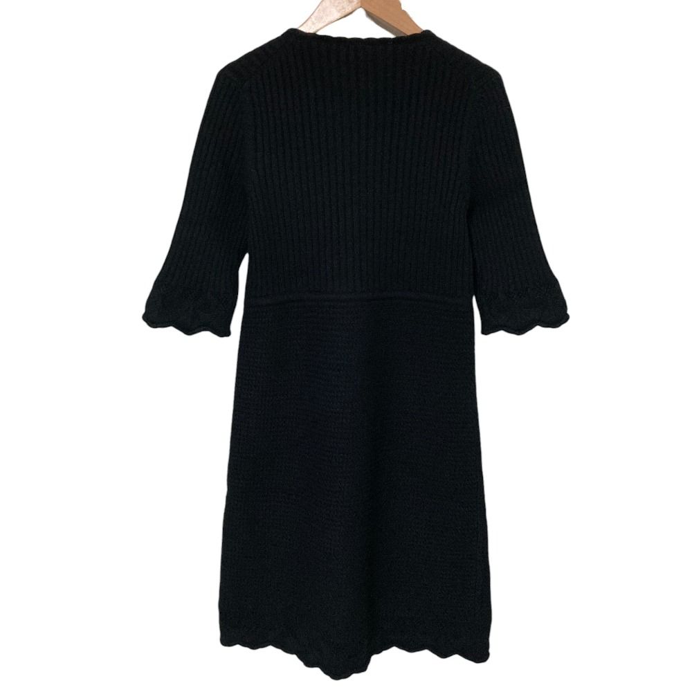 美品 08A CHANEL シャネル スカラップ カシミヤニット ワンピース